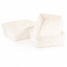EHC Set of 3 Nestable Polypropylene Storage Gift Hamper Baskets, Cream