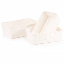 EHC Set of 3 Woven Shelf Storage Hamper Basket With Lid - Cream