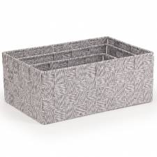 EHC Set of 3 Woven Shelf Storage Hamper Basket With Lid - Grey