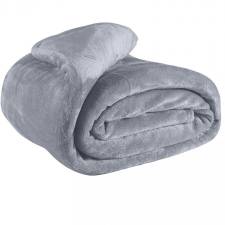 EHC Super Soft Fluffy Flannel Fleece Throws, Light Grey 125  x 150 cm