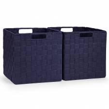 EHC Woven Collapsible Basket, Storage Cubes, Set of 2 Boxes - Blue