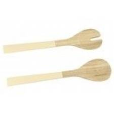 Ergonomic and Hygienic Bamboo Salad Servers, Set of 2 - Cream