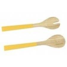 Ergonomic and Hygienic Bamboo Salad Servers, Set of 2 - Custard