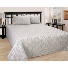 European Style Matelasse Bedspread, 2 Pillow Shams - Grace Beige/Cream