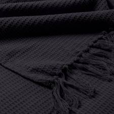 Handwoven Waffle Design Pure Cotton Extra Large Sofa Throw - Black