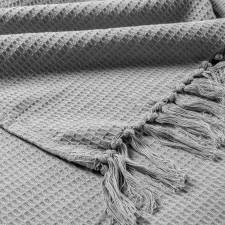 Handwoven Waffle Design Pure Cotton Large Sofa Throw - Smoke