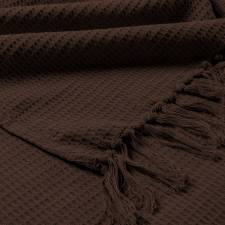 Handwoven Waffle Design Pure Cotton Single Sofa Throw - Chocolate