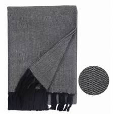 Herringbone Large Cotton Sofa Armchair Throw, 225 x 250cm, Black