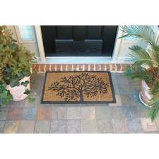 Infinity Tree Patterned PVC Backed Entrance Coir Mat - Natural & Black