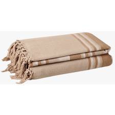 Kerala Pattern Stripe Cotton King Size Throw, Beige - 220 x 250 cm
