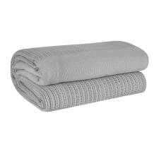 Luxury Handwoven Cotton Adult Cellular Blanket, Double - Smoke