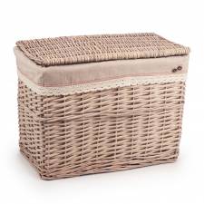 Medium Handwoven Natural Wicker Lidded Storage Trunk With Lining