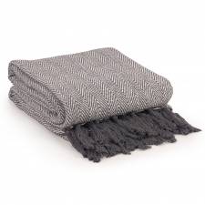 Natural Cotton  Herringbone Sofa Single Throw, Grey - 150 x 200cm