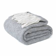 Nevni Mohair Style Soft Cotton Single Blanket, Light Grey 125 x 150 cm