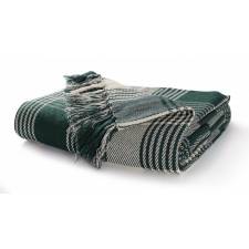 Premium Reversible XL Cotton Tartan Throw Sofa/Armchair - Dark Green