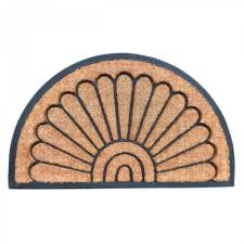PVC Half Moon Moulded Brushed Coconut Coir Entrance Doormat, 45 x 75cm