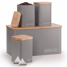 Typhoon Set of 4  Grey Tea, Coffee, Sugar, Bread Storage Jars With Lid