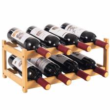 Woodluv 2-Tier Wooden Wine Rack, Wine Holder, Natural