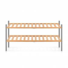 Woodluv 2 Tier Natural Bamboo Shoe Rack Stand, Natural