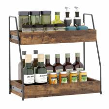 Woodluv 2-Tier Spice Organizer, Tiered Storage Rack for Kitchen Spices