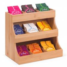 Woodluv 3-tier Bamboo Tea Bag Storage Organizer, 27 x 17.5 x 24 cm