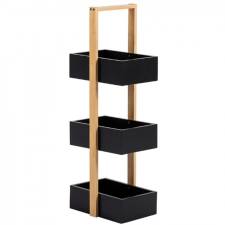 Woodluv 3 Tier Robust Bamboo and MDF Bathroom Storage Caddy - Black