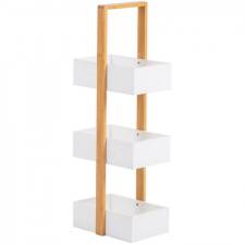 Woodluv 3 Tier Robust Bamboo and MDF Bathroom Storage Caddy - White