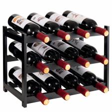 Woodluv 3-Tier Wooden Wine Rack, Wine Holder, Natural