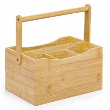 Woodluv 4 Compartment Drop Down Bamboo Utensil Caddy