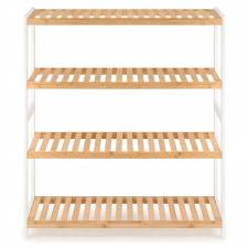 Woodluv 4 Tiers Freestanding Bamboo Wood Shoe Organizer