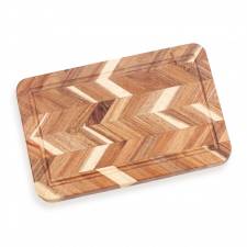 Woodluv Acacia Wood Herringbone Design Chopping Board, 33 x 21 x 2.5cm