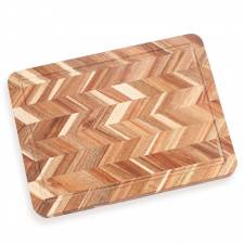 Woodluv Acacia Wood Herringbone Design Chopping Board, 39x28.5x2.5cm