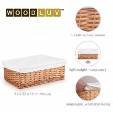 Woodluv Brown Wicker Storage Basket With Removable Lining - Large
