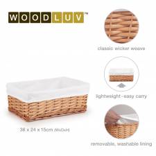 Woodluv Brown Wicker Storage Basket With Removable Lining - Medium