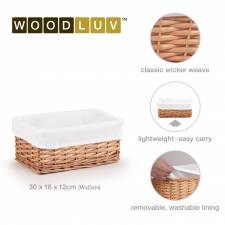Woodluv Brown Wicker Storage Basket With Removable Lining - Small