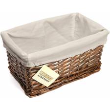 Woodluv Brown Wicker Storage Basket With Removable Lining - Small