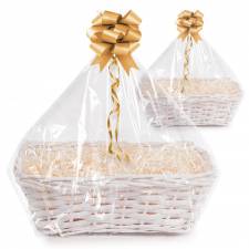 Woodluv Complete DIY Set of 2 Wicker Gift Hamper Basket Kit - White