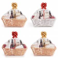 Woodluv Complete DIY Set of 4 Wicker Gift Hamper Basket Kit - White