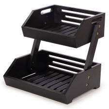Woodluv Double Basket Storage Display Rack For Kitchen & Home, Black