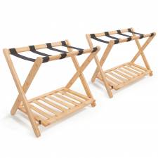 Woodluv Durable Bamboo Wood  Folding Luggage Rack/Suitcase Stand