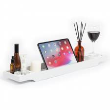 Woodluv Eco-Friendly Slimline Bamboo Bath Tray - White