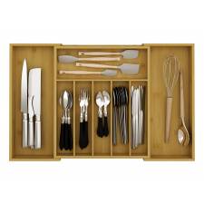 Woodluv Extendable Bamboo Cutlery Drawer Organizer, Utensil Tray