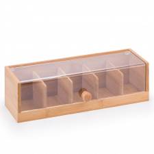 Woodluv Five compartments Bamboo Tea Bag Storage Box