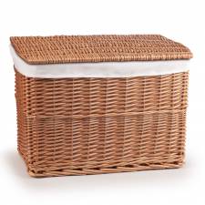 Woodluv Medium Wicker Storage Trunk With Lid & Removable Lining, Brown