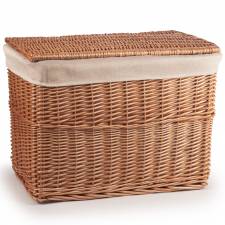 Woodluv Large Handwoven Natural Wicker Lined Storage Trunk With Lid