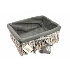 Woodluv Large Wicker Storage Shelf Basket With Removable Lining - Grey