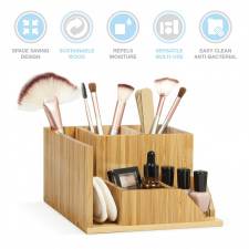Woodluv Luxury Bamboo Wood Desk Top Stationery Organizer