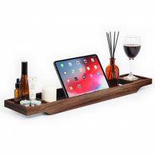 Woodluv Luxury Slimline Natural Acacia Wood Bathtub Tray