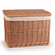 Woodluv Medium Handwoven Natural Wicker Lined Storage Trunk With Lid