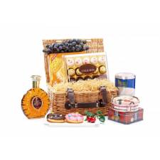 Woodluv Medium Wicker Storage Basket With Faux Leather Strap - Natural